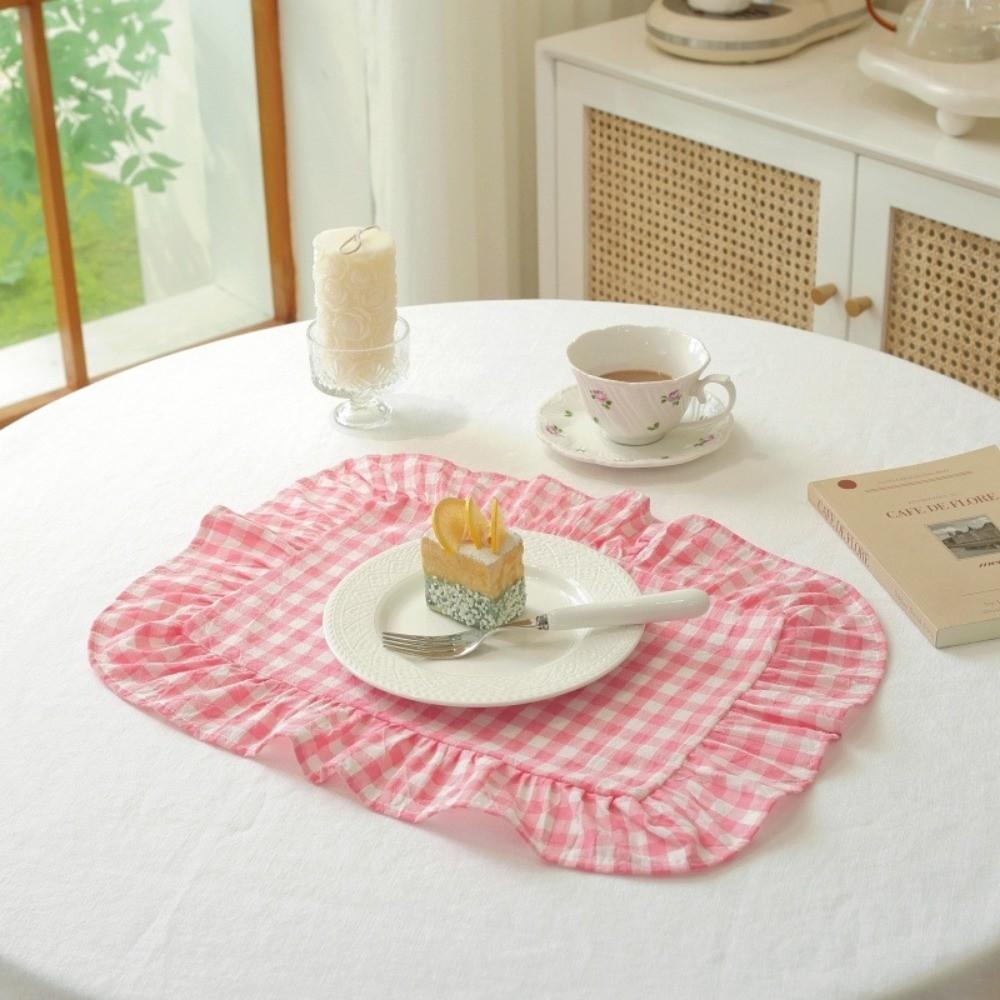 Retro Soft Ruffle Placemats Round Square Cloth Napkins French Cotton Western Food Mats Table Decor