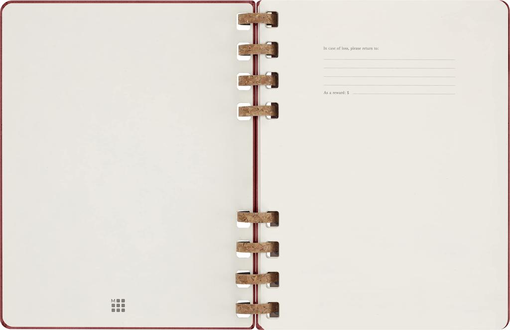 Moleskine nie datowany planer życia w spirali, twarda oprawa, rozmiar XL (20,4 cm szerokości x 25,2 cm wysokości), Rozgnieciona Wiśnia, DHUNDSPF3212MWH4