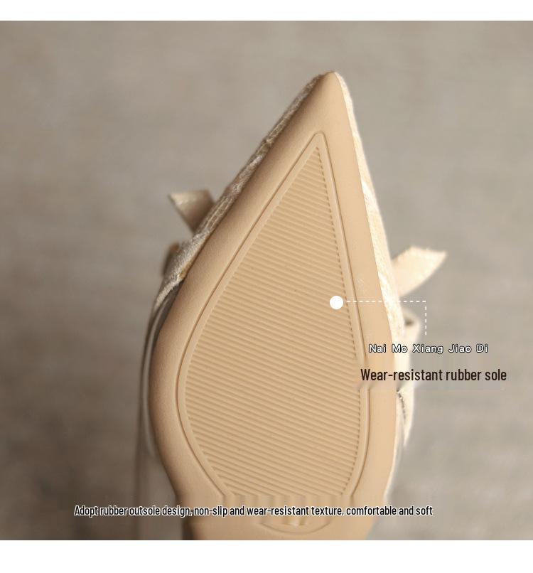 Schicke Spitze Kitten Heels: 2026 Frühling Geschlossene Zehenpartie Riemchen mit Schleife Mittelhoher Absatz Damen Sandalen
