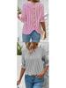 2026 Fashion Blue Striped Button-Design Shirt: European & American Style