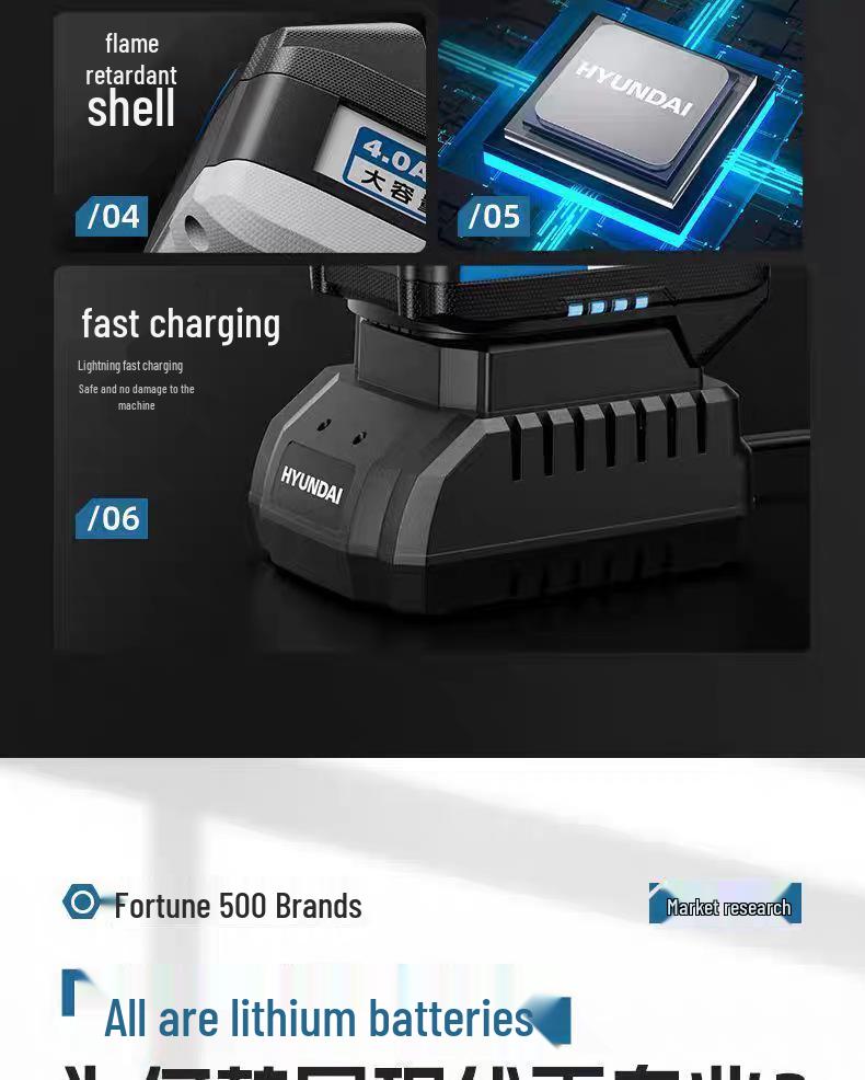 Hyundai Makita 21V Large-Capacity Lithium Battery for Power Tools - Fits Electric Drills & Angle Grinders