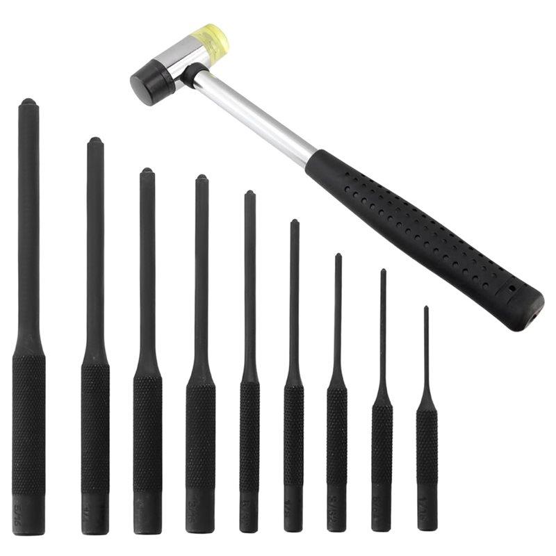A25F-9 Pcs Punch Removing Repair Tools Steel Pin Punches Hammer Brass Pin Punches Steel Pin Punch