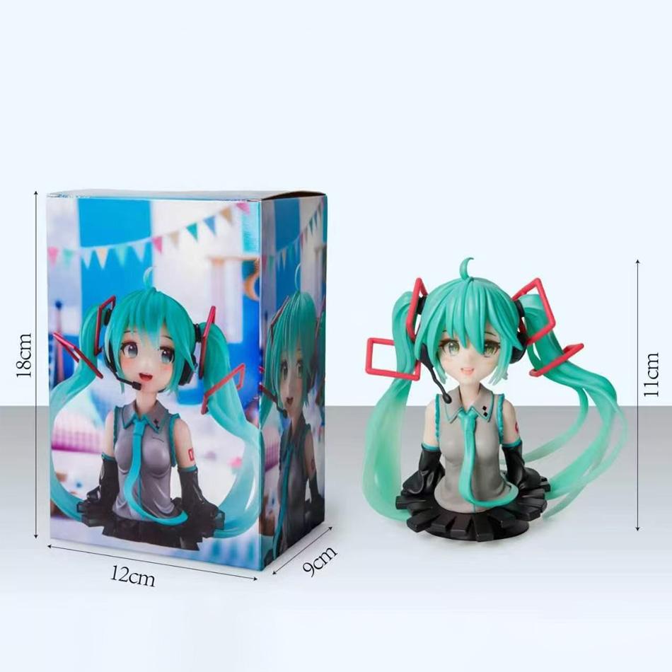 Hatsune Miku Bust Figure 2D Anime Girl PC Case Desktop Model Decoration PVC Action Figure Model Doll Toys for Christmas Gifts