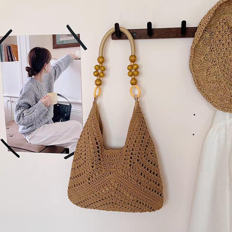 Woven Womens Tote Bag Summer Fashion Shoulder Casual Travel Organizer For Daily Use