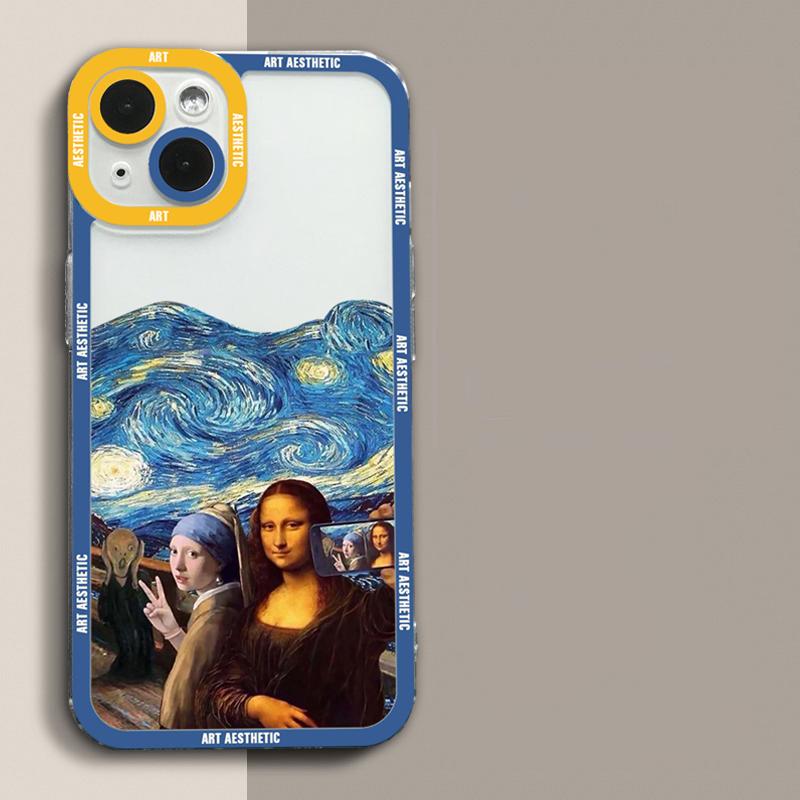 Great Art Aesthetic David Mona Lisa Clear Phone Case For iPhone 16 15 14 13 12 11 Pro Max 16E Mini XS X SE2 7 8 Plus Soft Cover