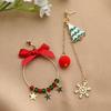 New Asymmetric Christmas Earring for Women Delicate Crystal Bowknot Christmas Tree Snowflake Tassel Earrings Girls Party Jewelry