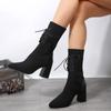 Women Knit Socks Shoes Stretch Fabric Women Luxury Ankle Boots Pointed Toe High Heels Slip-On Sock Heeled Chelsea Boots Size 43