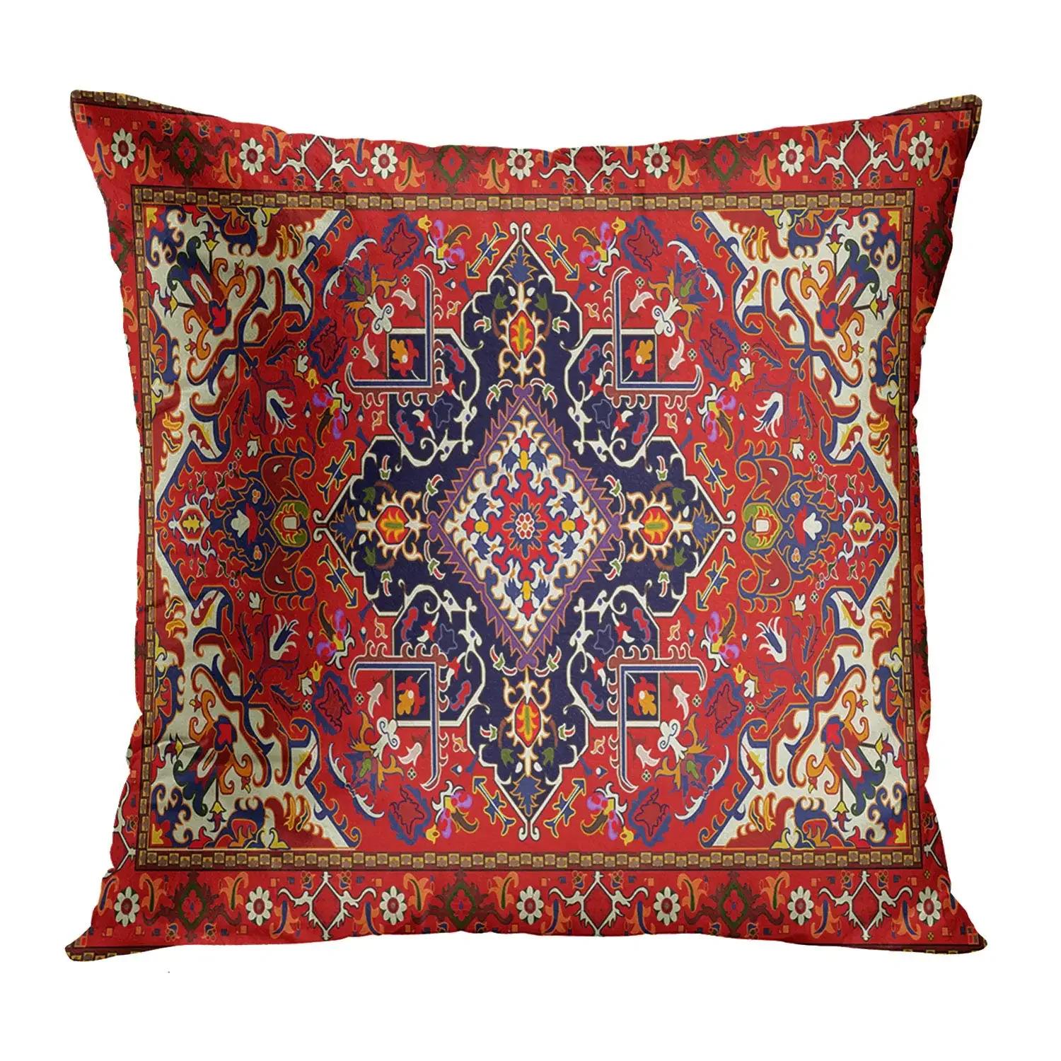 

Red Moroccan ethnic pattern petal short plush pillowcase sofa cushion cover home decoration can be customized for you 40x40 40x40cm 16x16in