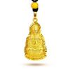 Gilt Brass Guanyin and Maitreya Buddha Pendant Necklace in Vietnamese Sand Gold for Men and Women