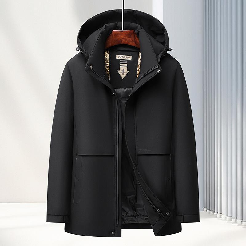 Middle-aged and Elderly Down Jacket for Men's Short Style Can Be Removed and Thickened and Warm. Daddy's White Duck Down Jacket