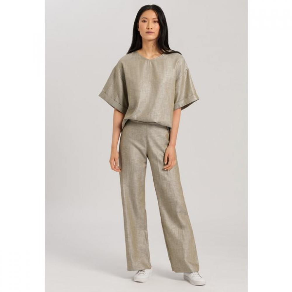 Hanro Short Sleeve Linen Shirt  Botanic Green 78672 