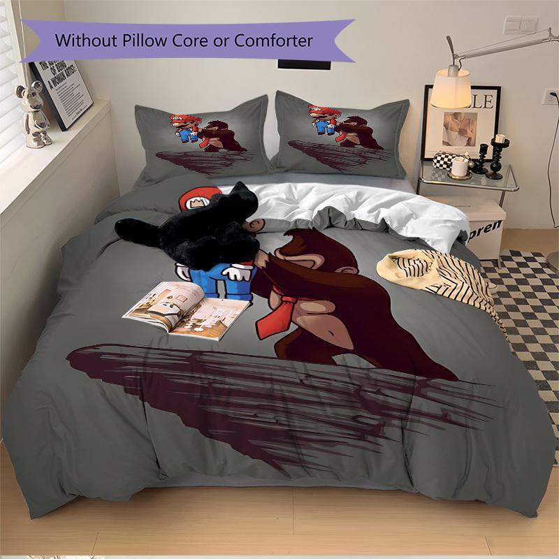 3pcs bedding set Mario Demon Includes 1 Comforter + 2 Pillowcases, Without Pillow Inserts, Soft Comfortable,a0910248
