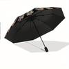 Automatic Open/Close Umbrella with Kaleidoscope Mandala Pattern - Auto Folding Compact Umbrella, Sturdy Ribs for Wind Resistan