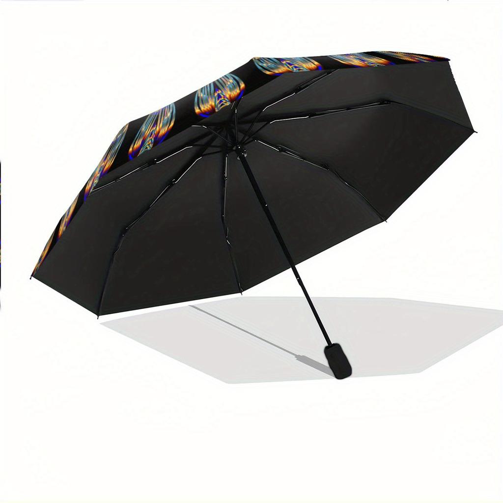 Automatic Open/Close Umbrella with Kaleidoscope Mandala Pattern - Auto Folding Compact Umbrella, Sturdy Ribs for Wind Resistan