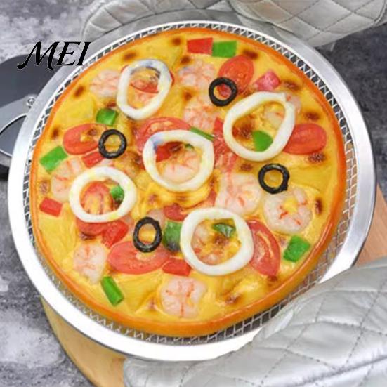 Leichtes Pizza-Netz aus Aluminiumlegierung, Antihaft-Backblech, leicht zu reinigendes Grillblech, runder Crisper für den Ofen, Heimküche, Restaurant, tragbar