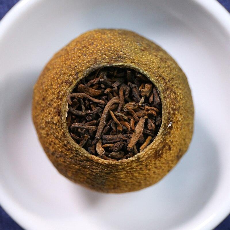 2016 Chinese Xinhui Chakeng Small Tangerine Ripe Puer Tea Half Roasted and Half Dried Tangerine Peel Shu Pu Er 100g