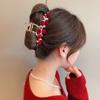 Pearl Tassel Rhinestone Hairpins Red Metal Hairgrip Elegant Rose Hair Claw Clips  Hair Accessories