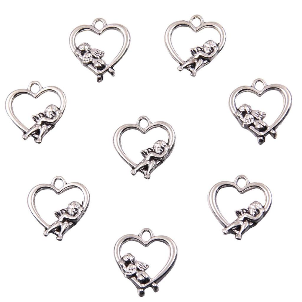 Vintage Silver Heart Pendant with 'Love' Letters - Creative Handmade Jewelry Accessory