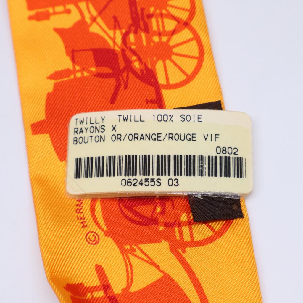 Hermes [ ] Horse-drawn Silk Twilly Scarf BOUTON OR/ORANGE/ROUGE VIFUsed