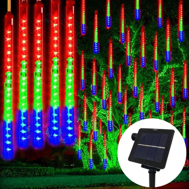 

8 Tubes LED Meteor Shower Lights Outdoor Solar Christmas Decoration Light String Fairy Lights Street Garden Yard Decoration Solar-30CM-8Tubes