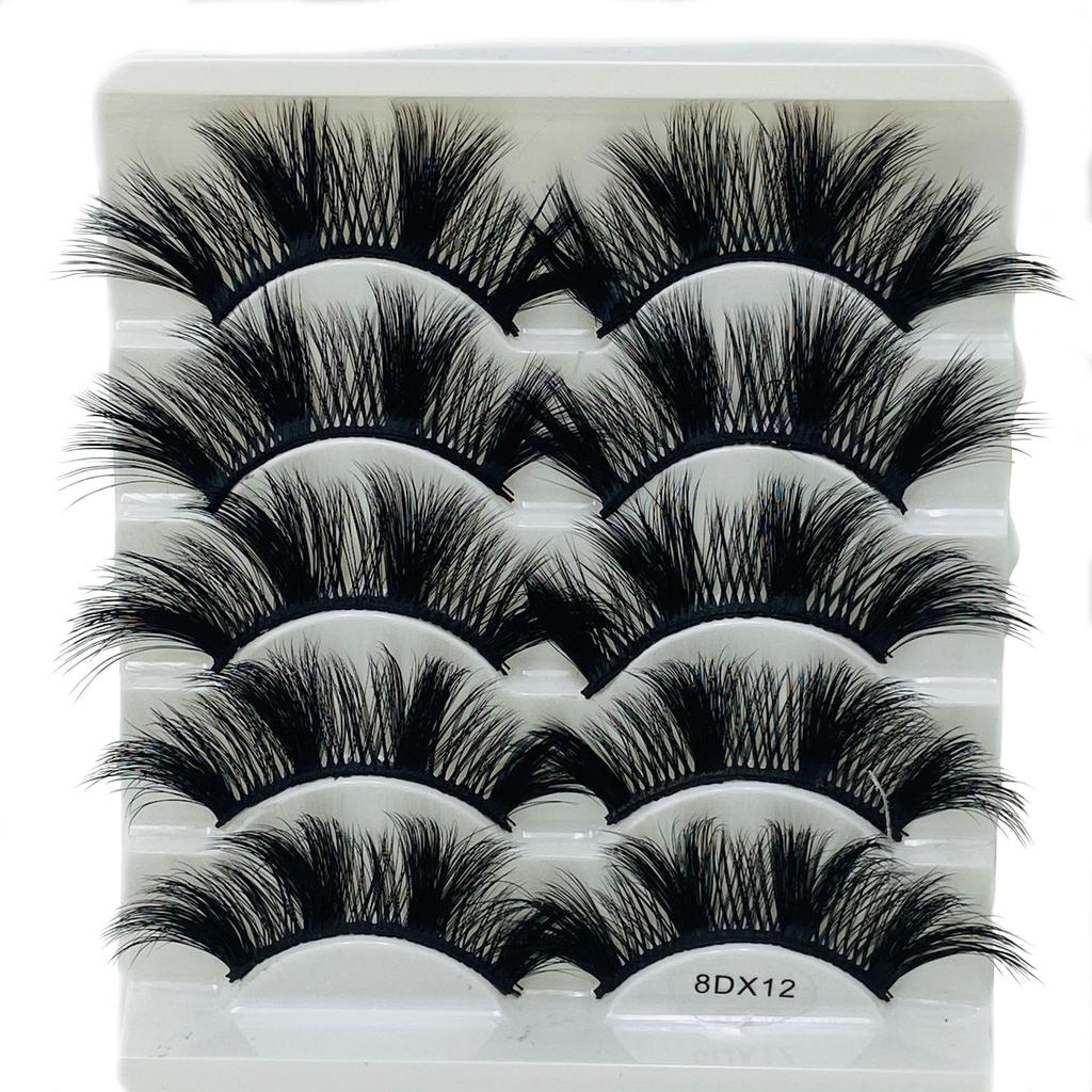 Beauty Eye Makeup Tools Criss-cross Thick Long False Eyelashes Wispies Fluffies 8D Mink Hair