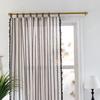 American Curtains Finished Black And White Woven Stripes Black Tassel No Punching Living Room Kitchen Curtains
