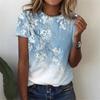 Summer Flower Pattern 3D Printed T-shirt for Women, Round Neck Short Sleeved Casual T-shirt, Harajuku T-shirt, Y2k Top, Women's Clothing