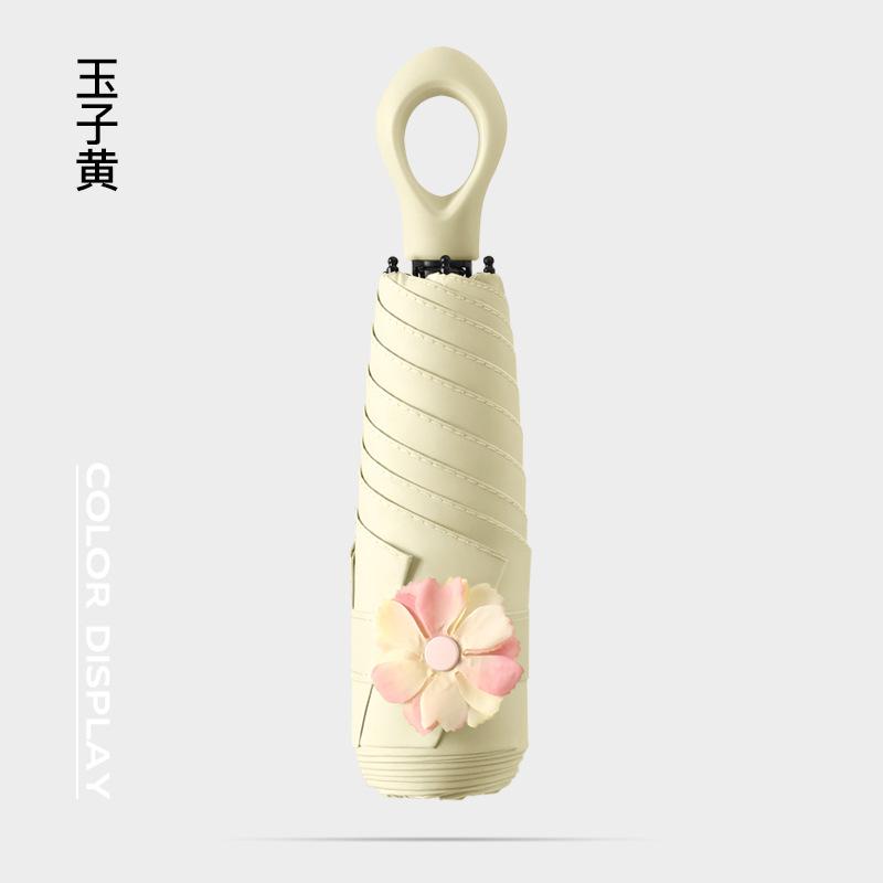 New 50% Off Six Bones Hand Open Vinyl Fabric Sunscreen Umbrella Love Handle Fashion Umbrella Climbing Flower Umbrella