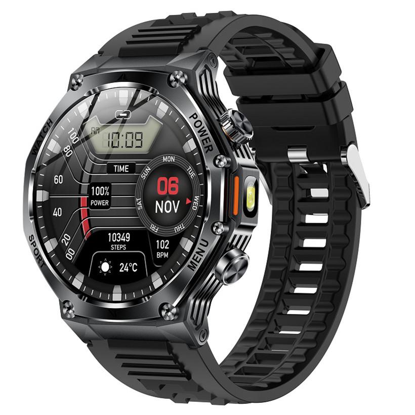 

Умные часы AK82 1,8 Фонарик На открытом воздухе Мультиспорт Фитнес-трекер Мужские BT Беспроводные звонки 800 мАч Большая батарея Смарт-часы чёрный