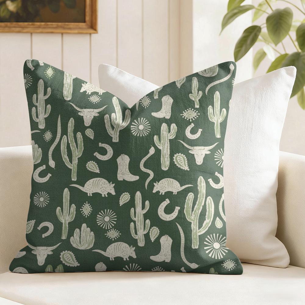 Cactus Pattern Cushion Cover Natural Linen Pillow Cover DoubleSided Print Cushion Cover for Sofa Home Decor