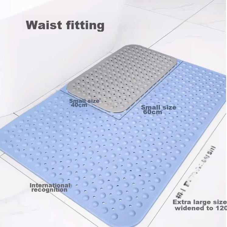 FARLEEHOMES Bathroom Non-Slip Mat, 80*120cm, Shower Floor Mat, Bathroom Foot Mat, Thickened with Suction Cups, Light Blue