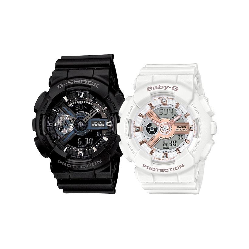 CASIO Unisex Pair Table Series Black Watch GA-110-1BDR&BA-110RG-7A Regular Watch Box