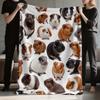 Cute Guinea Pig Animals Pattern Throw Blanket - Whimsical Pet Motif Cozy Soft Thick Accent for Home Office Sofa Camping