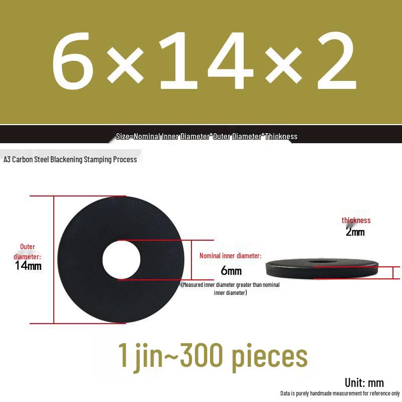 Black Oversized Thickened Round Metal Flat Washer Spacer for Home Use