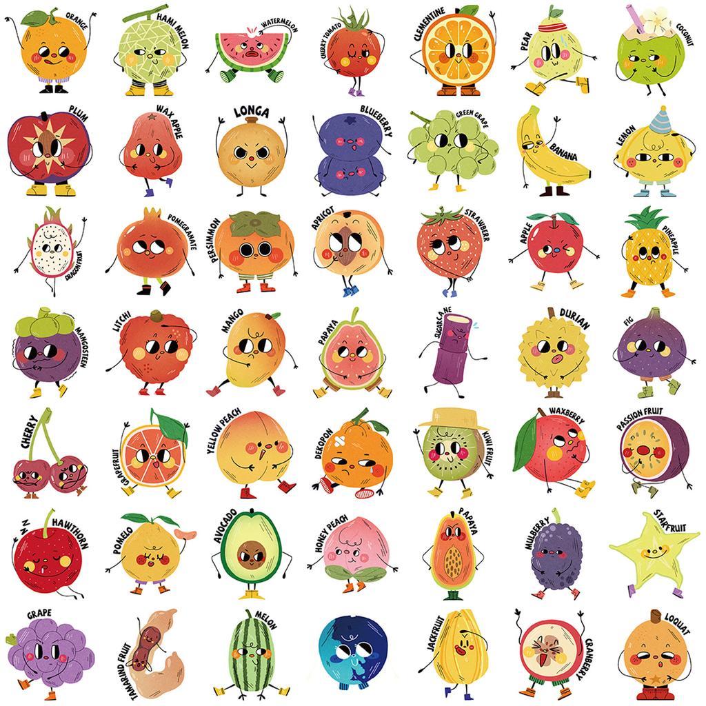 50 Cartoon Fruit Reward Graffiti Stickers Decorate Guitar Notebook Suitcase DIY Waterproof