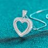 Yin Baichuan S925 Sterling Silver Double Layer Heart Moissanite Necklace for Women - Cute, Sweet, and Exquisitely Gorgeous