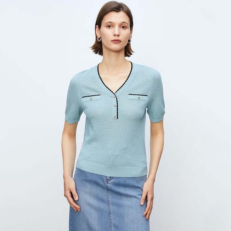 JESSIE Women's V-Neck Short Sleeve Knit Top