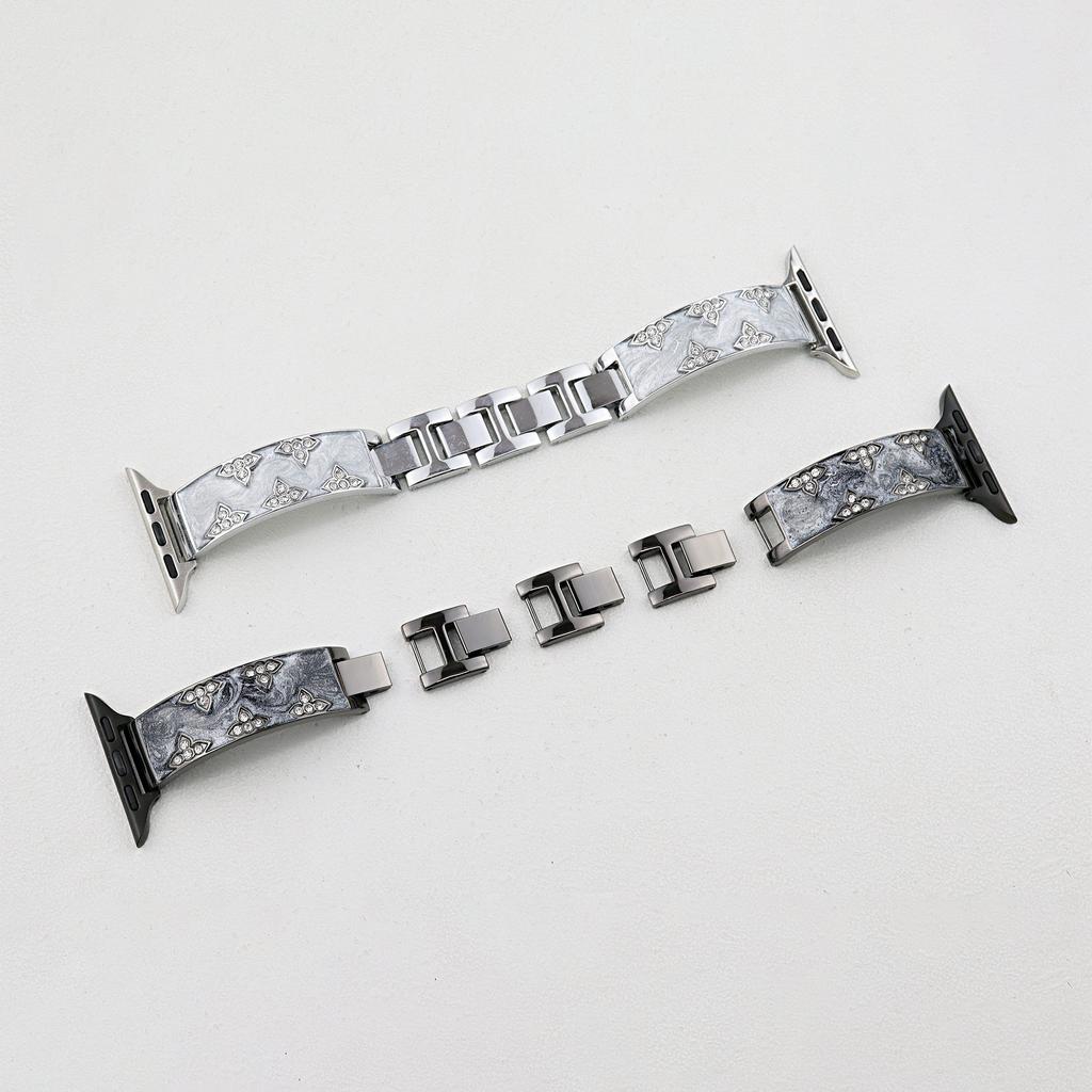 Rhinestone Leaves Metal Strap for Apple Watch 10 46mm/Ultra 2/Ultra 49mm/9 8 7 45mm/SE (2023) SE (2022) SE 6 5 4 44mm/3 2 1 42mm