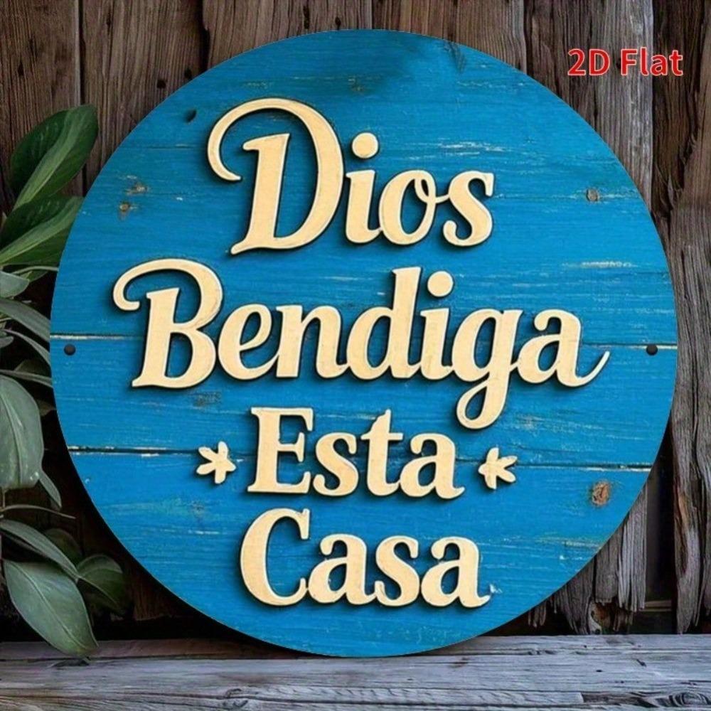 Vintage God Bless This Home Metal Wall Art 8x8 Inch Round Outdoor Cafe Garden Plaque Perfect Gift Cottage Decoration