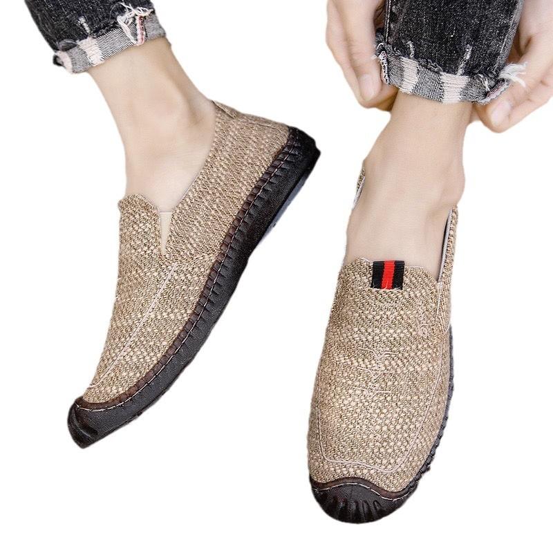 Men's Shoes Lazy People Kicked Bean Shoes Spring and Autumn Comfortable Flat Shoes Middle-aged Flat Dad Shoes Fashionable and Breathable