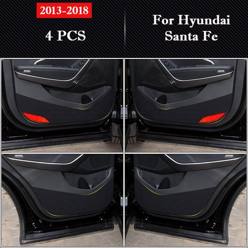 For Hyundai Santa Fe Car Door Anti-kick Pad Leather Interior Protection Glove Box Anti-dirty Decor Stickers Auto Accessories