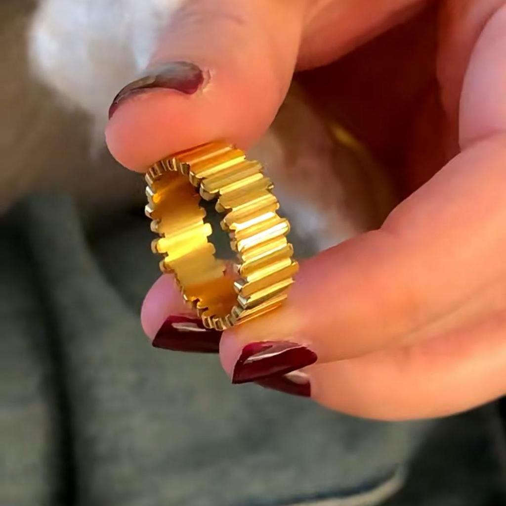 Französischer INS Geometrischer Streifen 18K Goldplattierter Ring - Retro Chic Zeigefinger Schmuck für Damen