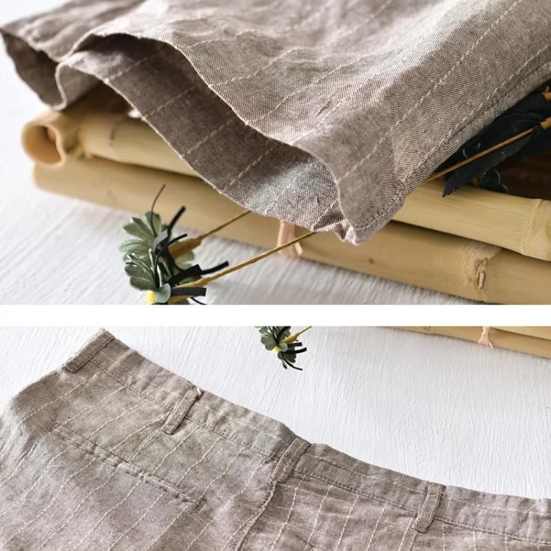 Summer Fashion Striped Men's Shorts Breathable Beach Baggy Short Pants Harajuku Style Daily Casual 55linen45cotton Shorts Youth