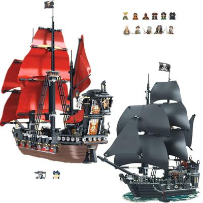 Barco Piratas del Caribe, barco de guerra Queen's Revenge, velero Perla Negra, bloques de construcción de ladrillos MOC 4195, juguetes de montaje, regalo para niños