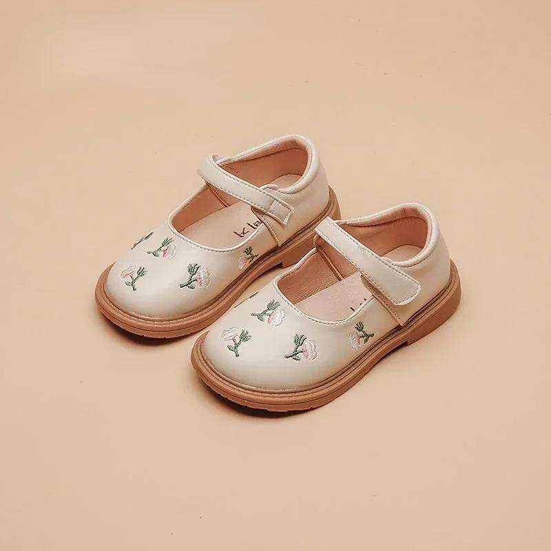 

Girls Princess Leather Shoe 2025 Spring Children Flowers National Style Dance Shoe Kids Toddler Girls Shoe Flats Princess Shoe 21 12.5cm