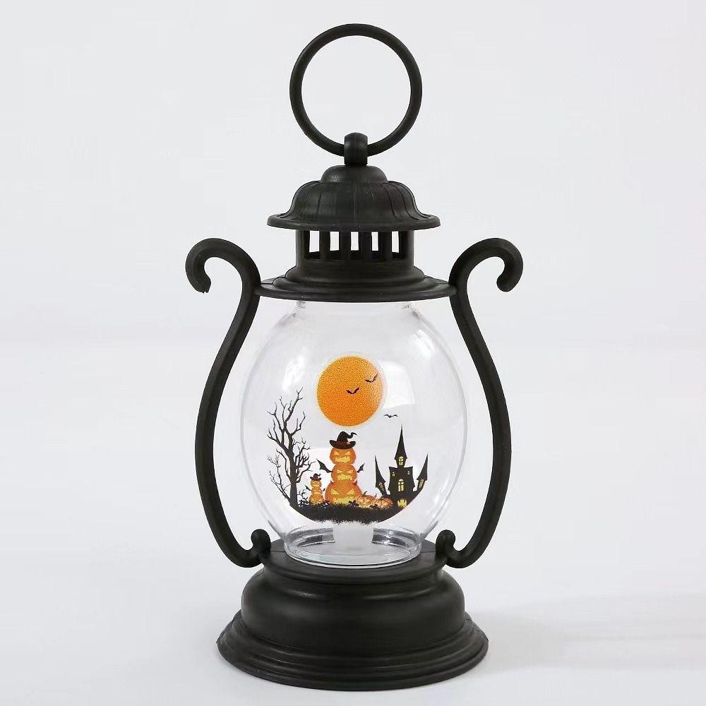 Electronic Candle Halloween Pumpkin Lantern Hanging Oil Lamp Halloween Portable Lantern  Halloween