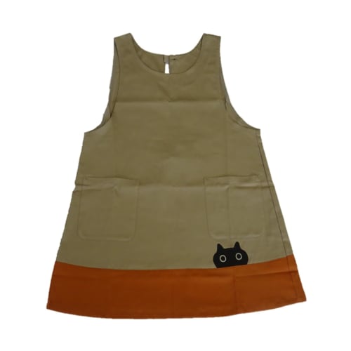 

ATSUKO MATANO Apron, Hyokkori MEME, Black Cat, 100% Cotton, Solid Color, Kitchen Apron, 28480 (Beige), Made in Japan, Sold at Department Stores
