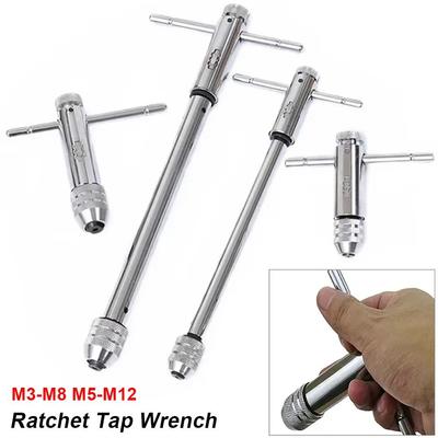 1Pcs M3-8 M5-12 Tap Wrench Adjustable Metric Plug T-Handle Ratchet Wrench Extended Male Thread Tap Screw Holder