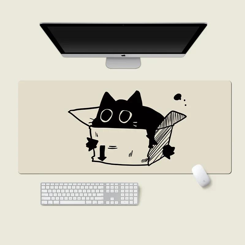 Cute Black Cat Mouse Pad Girl Large Computer Office Game Table Mats XXL Rubber PC Keyboard Mousepad Anti-slip Long Desk Pads
