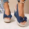 Vintage Rivet Decor Wedge Sandals Women Summer High Heels Platform Sandals Ankle Buckle Beach Shoes